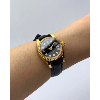 Custom Seiko Mod • No Logo Black Gold Diamond Datejust • 26mm